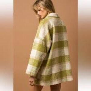 GILLI Plaid Green and White Coat
